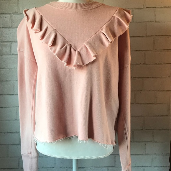 Free People Oh LaLa Ruffled sweatshirt NWT - Picture 3 of 3
